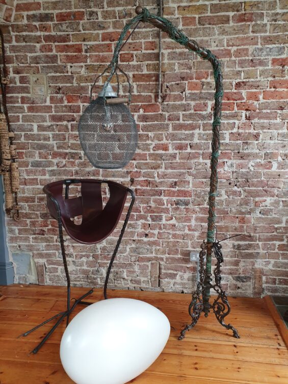 decorative art handmade leather chair footstool sculptural lighting