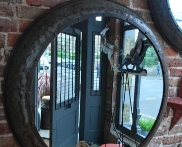industrial circular wall mirror handcrafted