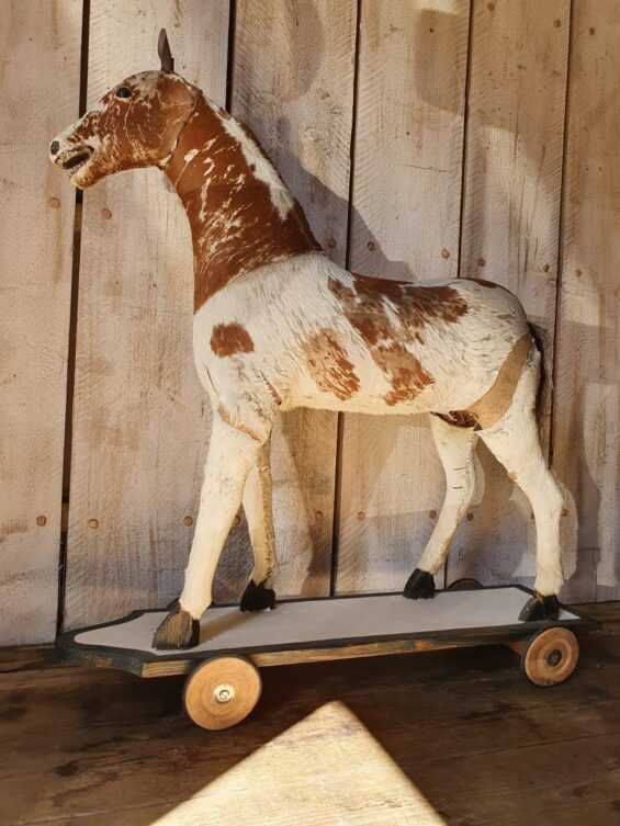 vintage pull along toy horse decorative artefact