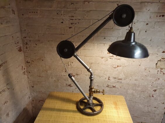 industrial pulley table lighting