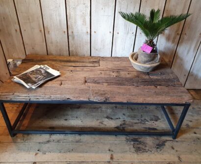 rustic wooden coffee table with metal frame furniture tables