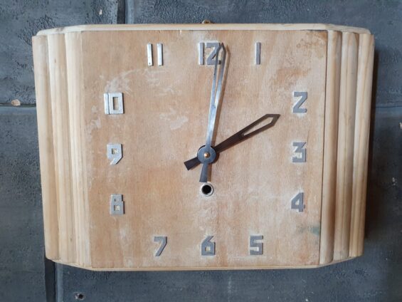wooden art deco wall clock
