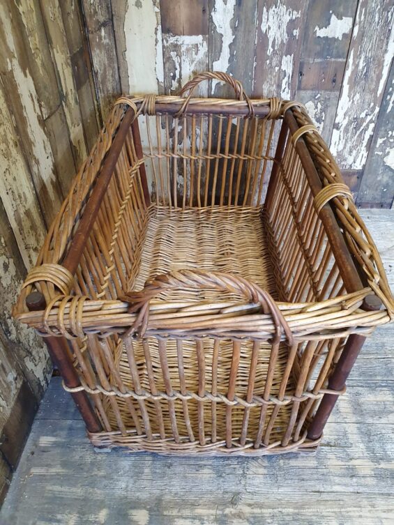 vintage french wicker market basket decorative homewares storage
