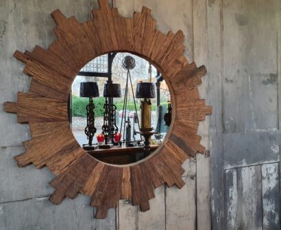 reclaimed wooden sunburst mirror