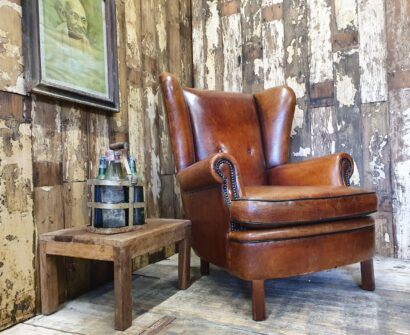 vintage lambs leather wing back club armchair seating armchairs