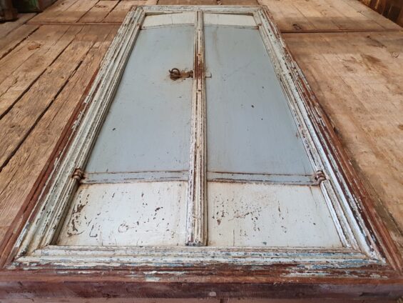 hardwood painted blue window shutter mirrors