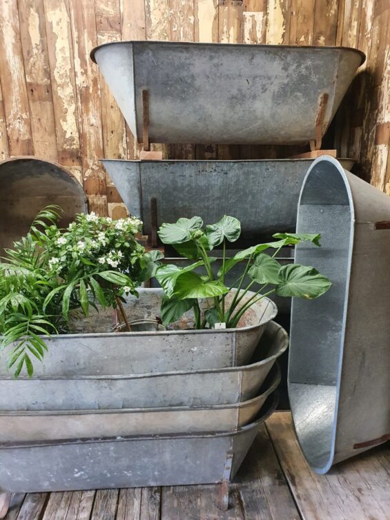 galvanised bath tubs metal feet garden planters