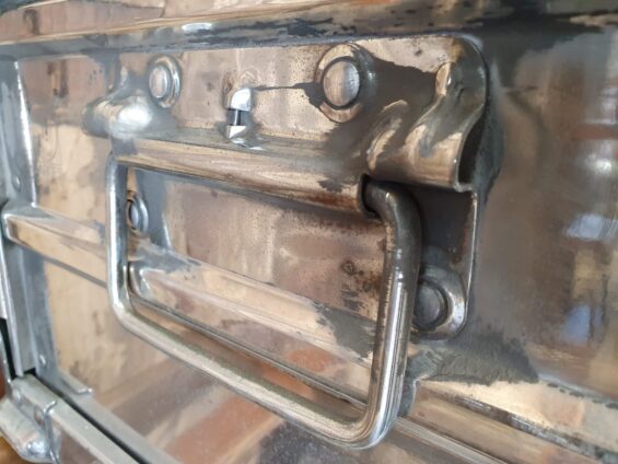 polished aluminium british rail collico trunk furniture storage homewares
