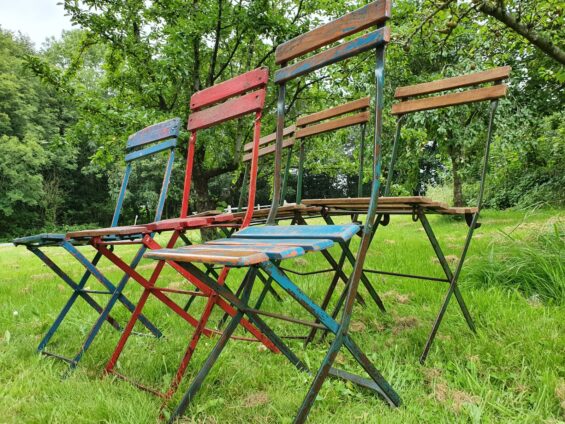 slatted wooden folding bistro chairs garden furniture seating