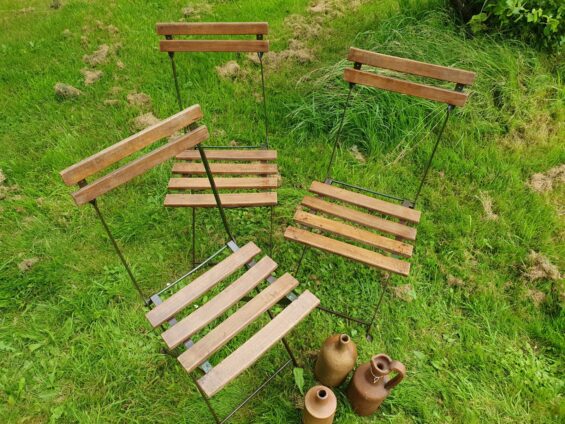 slatted wooden folding bistro chairs garden furniture seating