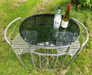 french galvanised metal table chairs with glass top garden furniture