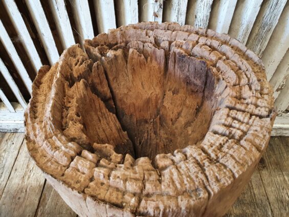 large wooden primitive mortar decorative homewares garden