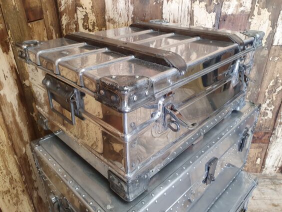 polished aluminium zarges travel trunk furniture storage
