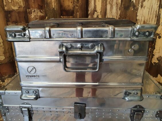 polished aluminium zarges travel trunk furniture storage