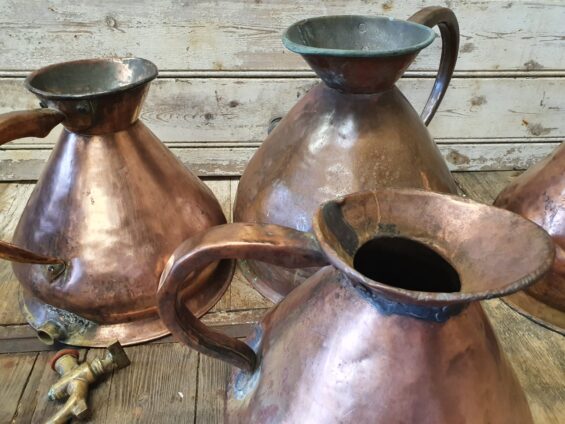 copper ale/water measuring jugs decorative homewares artefacts