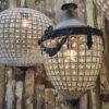 Lead and glass acorn chandelier lighting