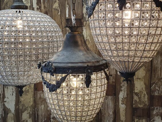 Lead and glass acorn chandelier lighting