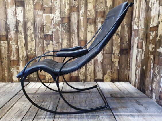 winfield style metal and leather rocking chair seating occasional chairs