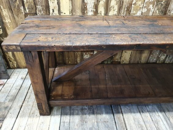 rustic wooden farm workbench furniture tables industrial