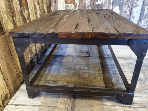 reclaimed large wood metal coffee table furniture tales industrial
