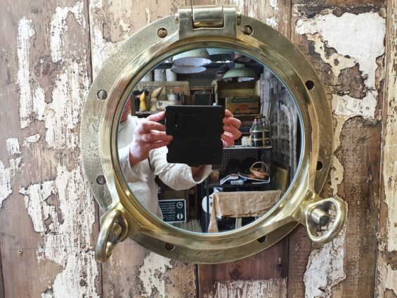 polished brass ships porthole mirror