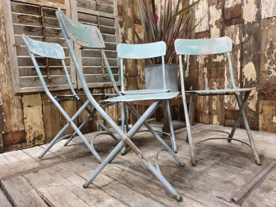 set of four pale blue metal garden bistro chairs garden seating occasional chairs