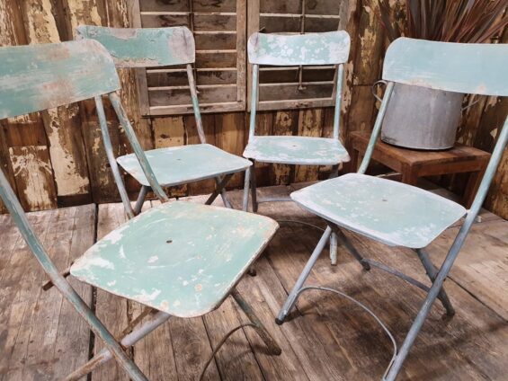 set of four pale blue metal garden bistro chairs garden seating occasional chairs