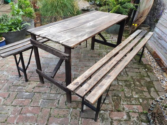 folding garden table with folding benches garden furniture