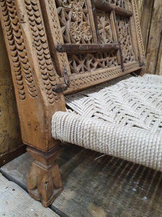 wood and rope low chair seating occasional chairs