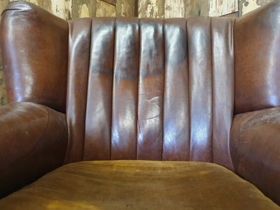 leather wing back seating armchair