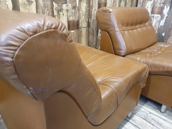 mid century leather modular seating armchairs