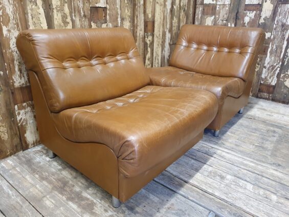mid century leather modular seating armchairs