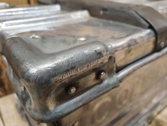 polished aluminium british rail collico trunk furniture storage