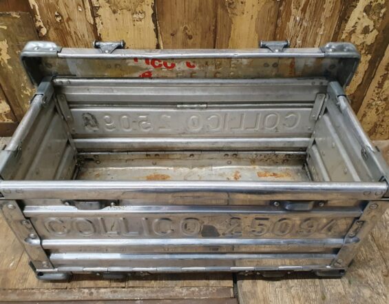 polished aluminium british rail collico trunk furniture storage