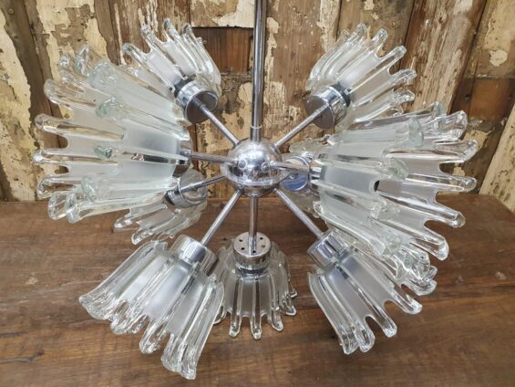 brass and glass sputnik chandelier lighting