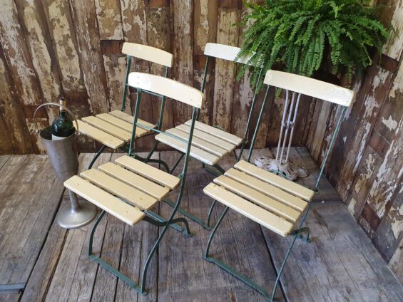set of wooden slatted bistro chairs garden furniture seating occasional chairs