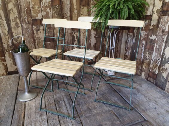 set of wooden slatted bistro chairs garden furniture seating occasional chairs