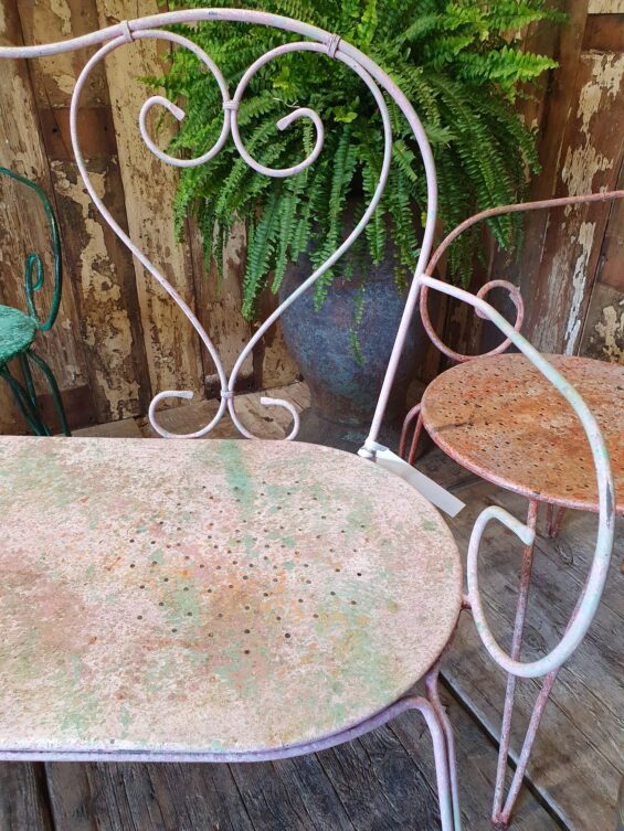 painted garden seating set bench two chairs garden furniture
