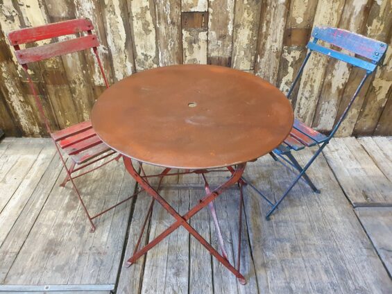 metal folding round bistro table garden furniture