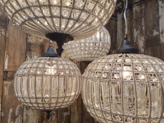 Lead and glass globe basket french chandelier lighting