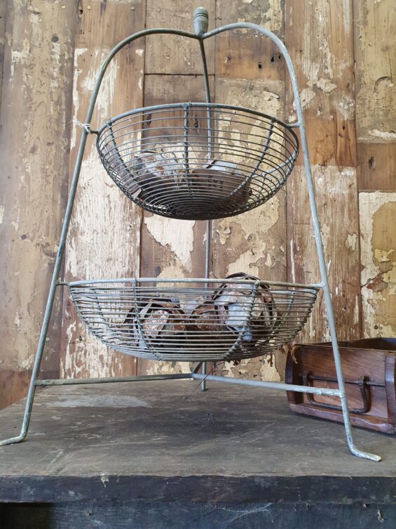 galvanised steel tiered basket stand decorative homewares