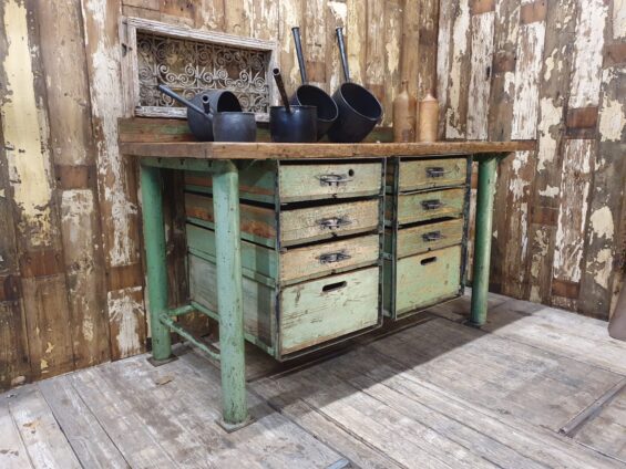 wood metal workbench drawers furniture storage industrial