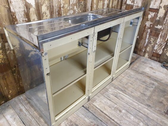 polished aluminium english rose sink unit furniture storage industrial