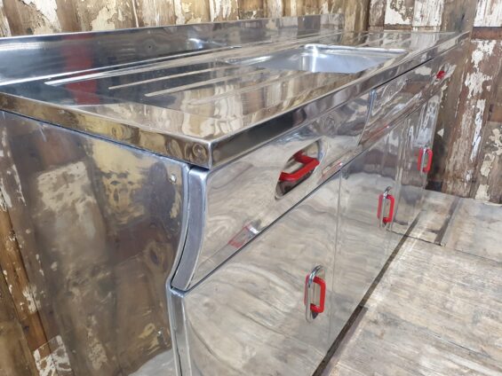 polished aluminium english rose sink unit furniture storage industrial