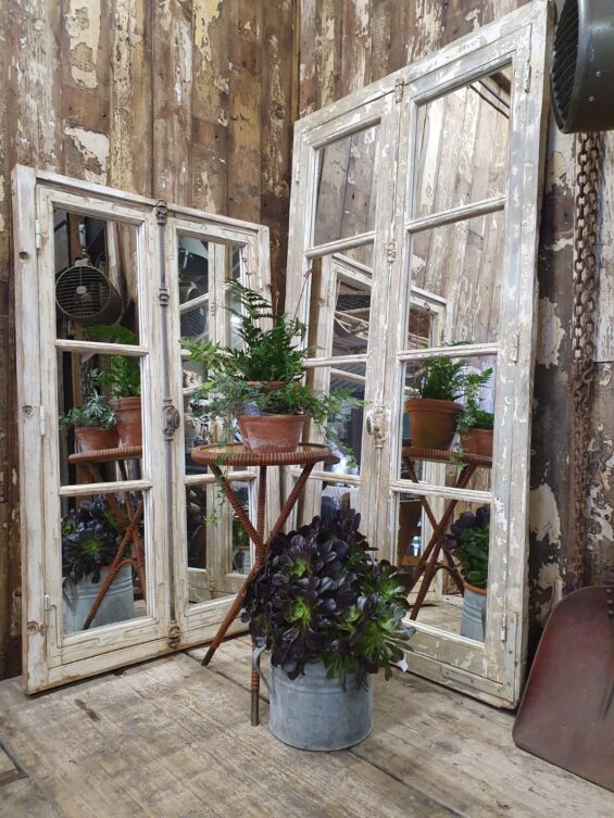 wooden mirrored french windows mirrors garden