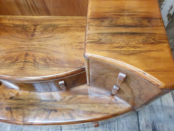 walnut veneer art deco dressing table furniture drawers storage