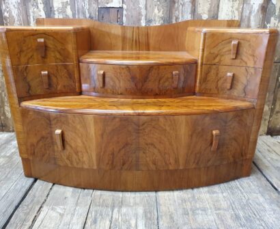 walnut veneer art deco dressing table furniture drawers storage