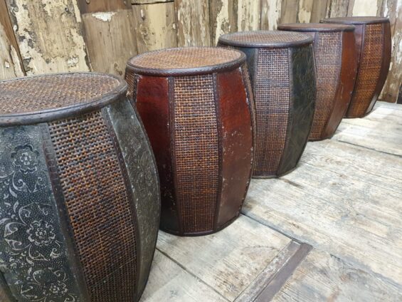 rattan round drum stools seating garden decorative homewares