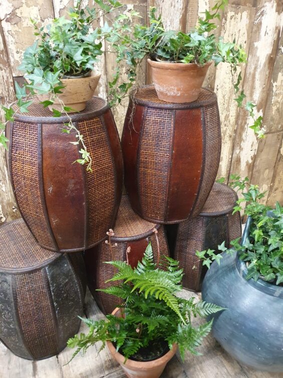 rattan round drum stools seating garden decorative homewares