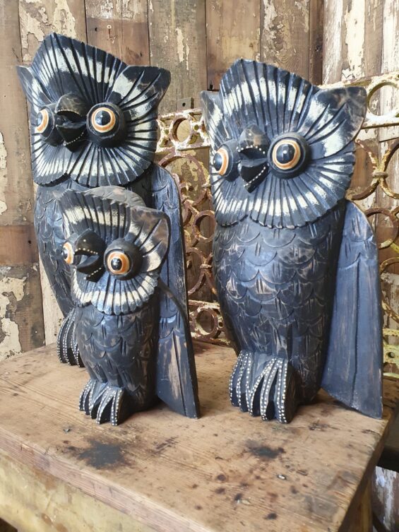 wooden owl figures decorative homewares art